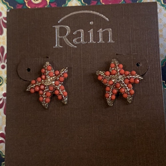 Rain starfish earrings NWT coral and gold-toned - Picture 1 of 6
